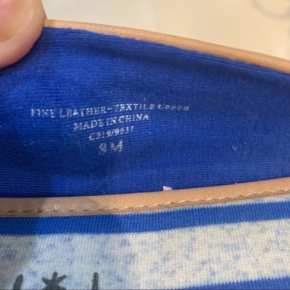 Splendid Ballet Flats Royal Blue Striped Textile Espadrilles Tan Leather Sz 8 - Picture 9 of 9